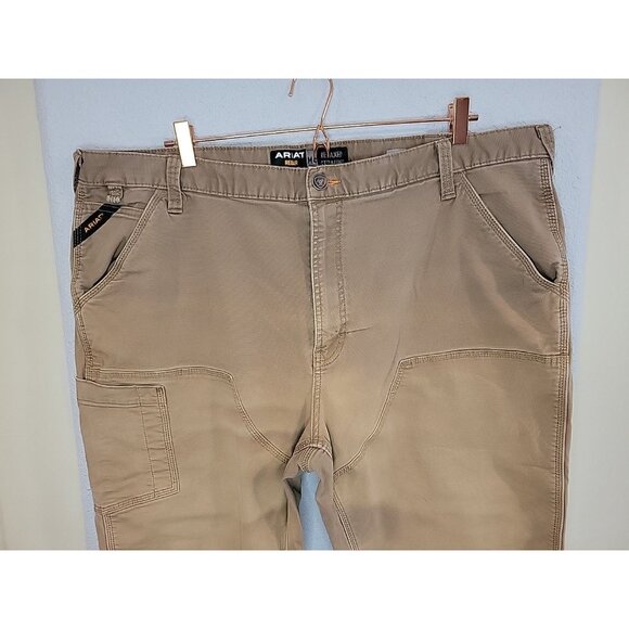 Ariat Rebar M4 Relaxed Straight Made Tough Work Pants Khaki Men’s Size 44x30 - Picture 2 of 8